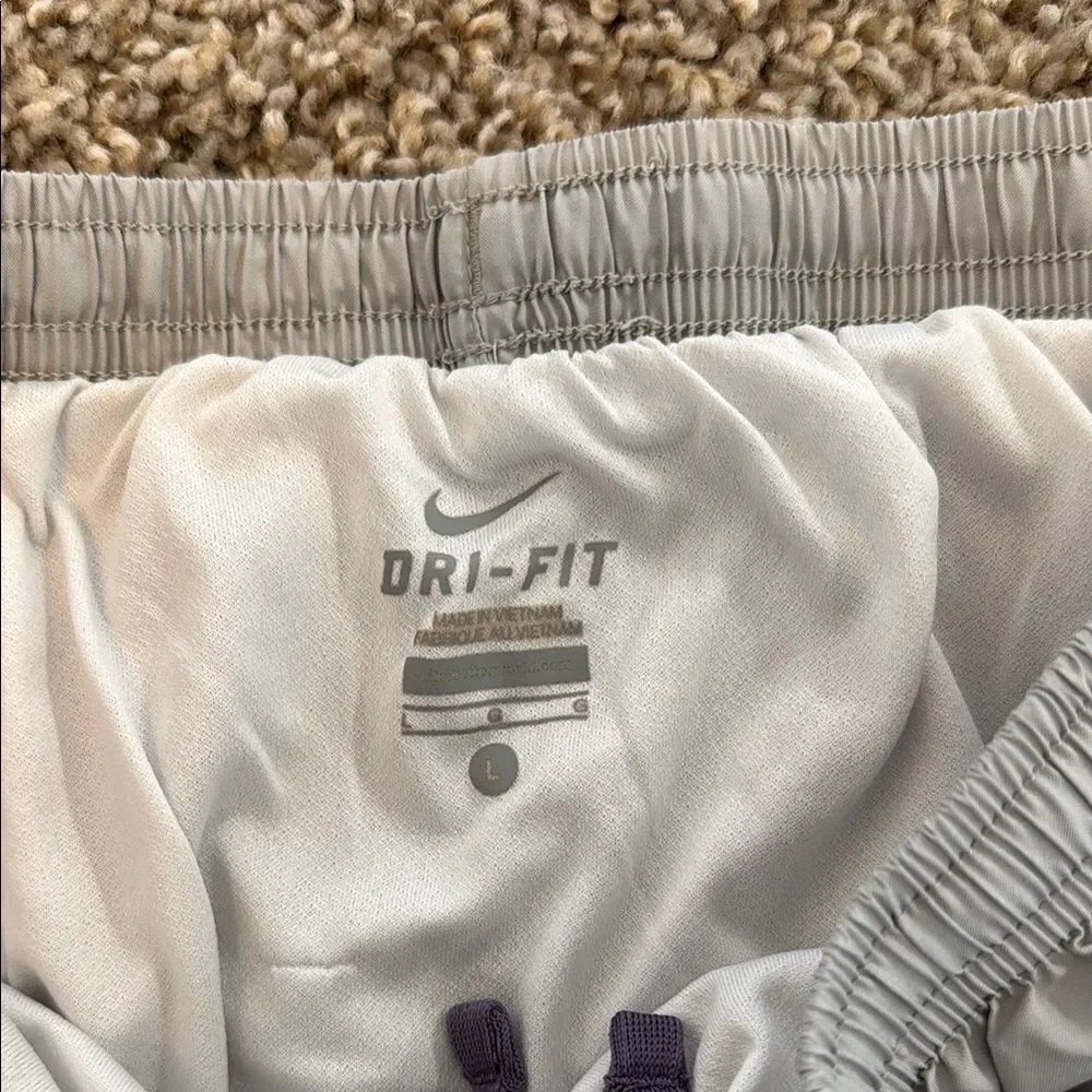 Nike Gray and Purple Athletic Shorts with Elastic Waistband